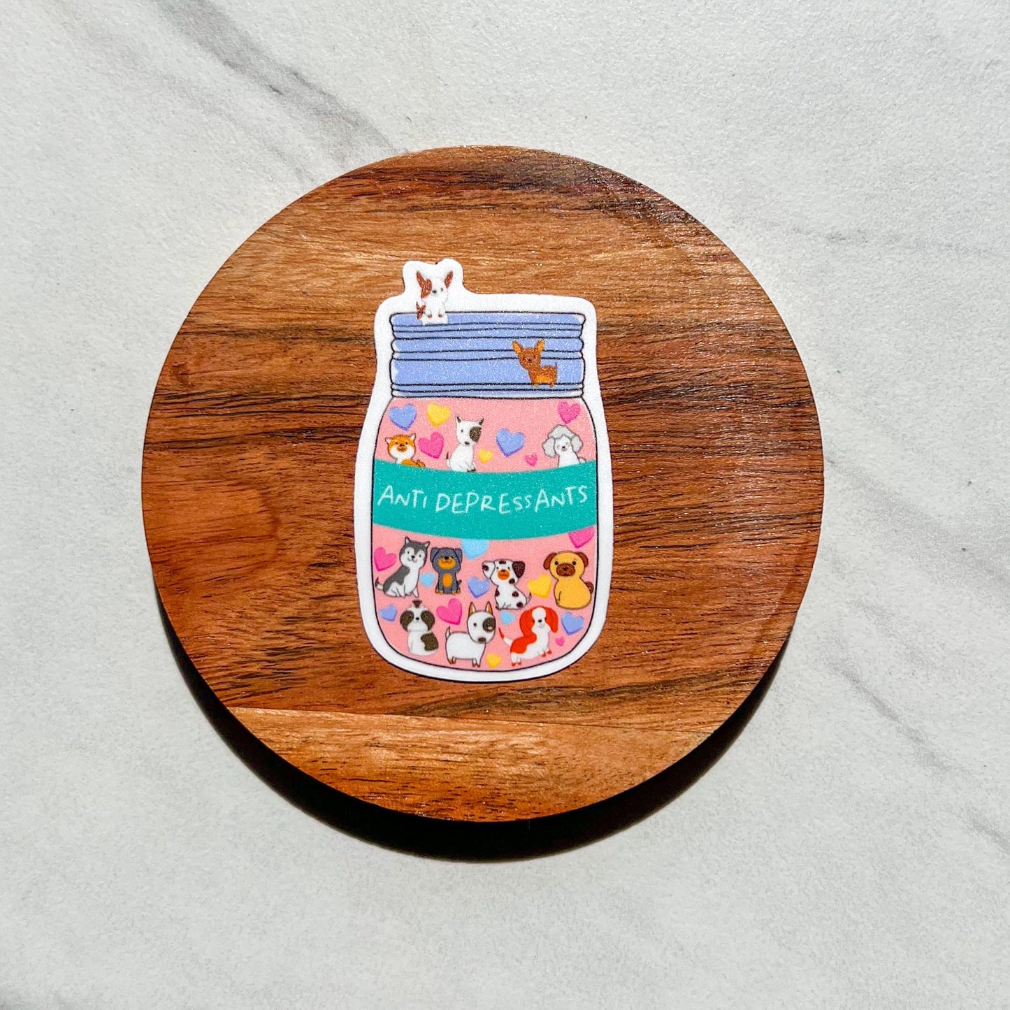 Antidepressants sticker, cute cat sticker, cute dog sticker, emotional support animal decal, mental health sticker, therapy sticker, funny