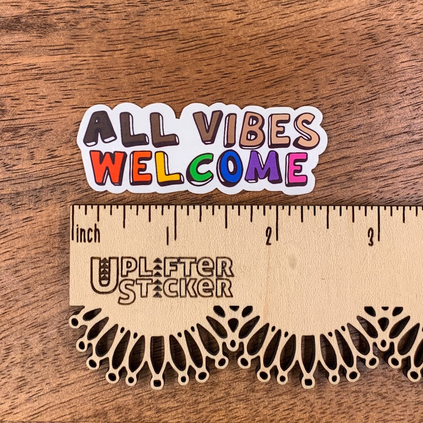 All vibes welcome sticker, mental health sticker, therapist sticker, teacher sticker, LCSW sticker, skin tone sticker, rainbow sticker