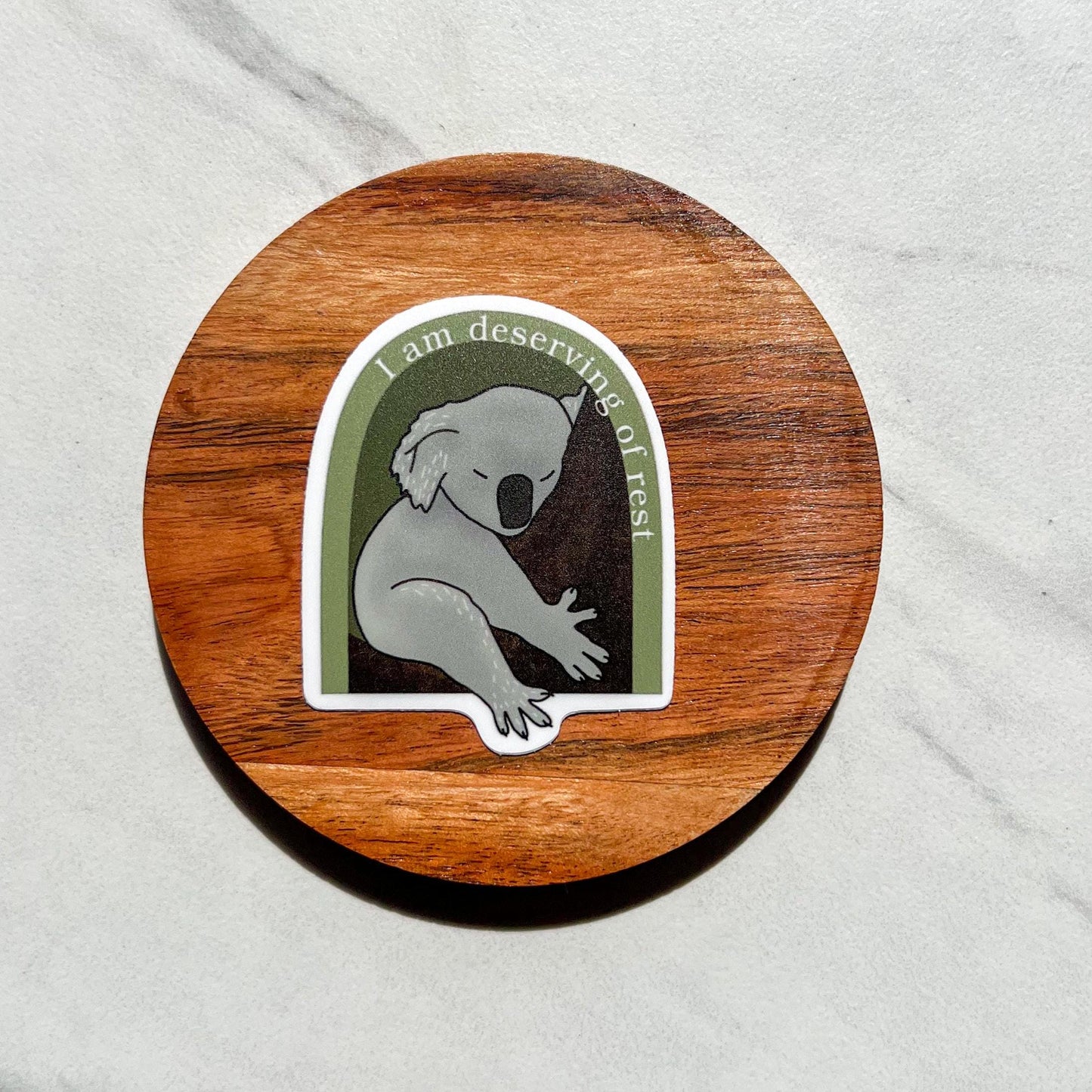 I am deserving of rest sticker, therapy sticker, mental health sticker, gift for therapist, feminist sticker, koala sticker, affirmations