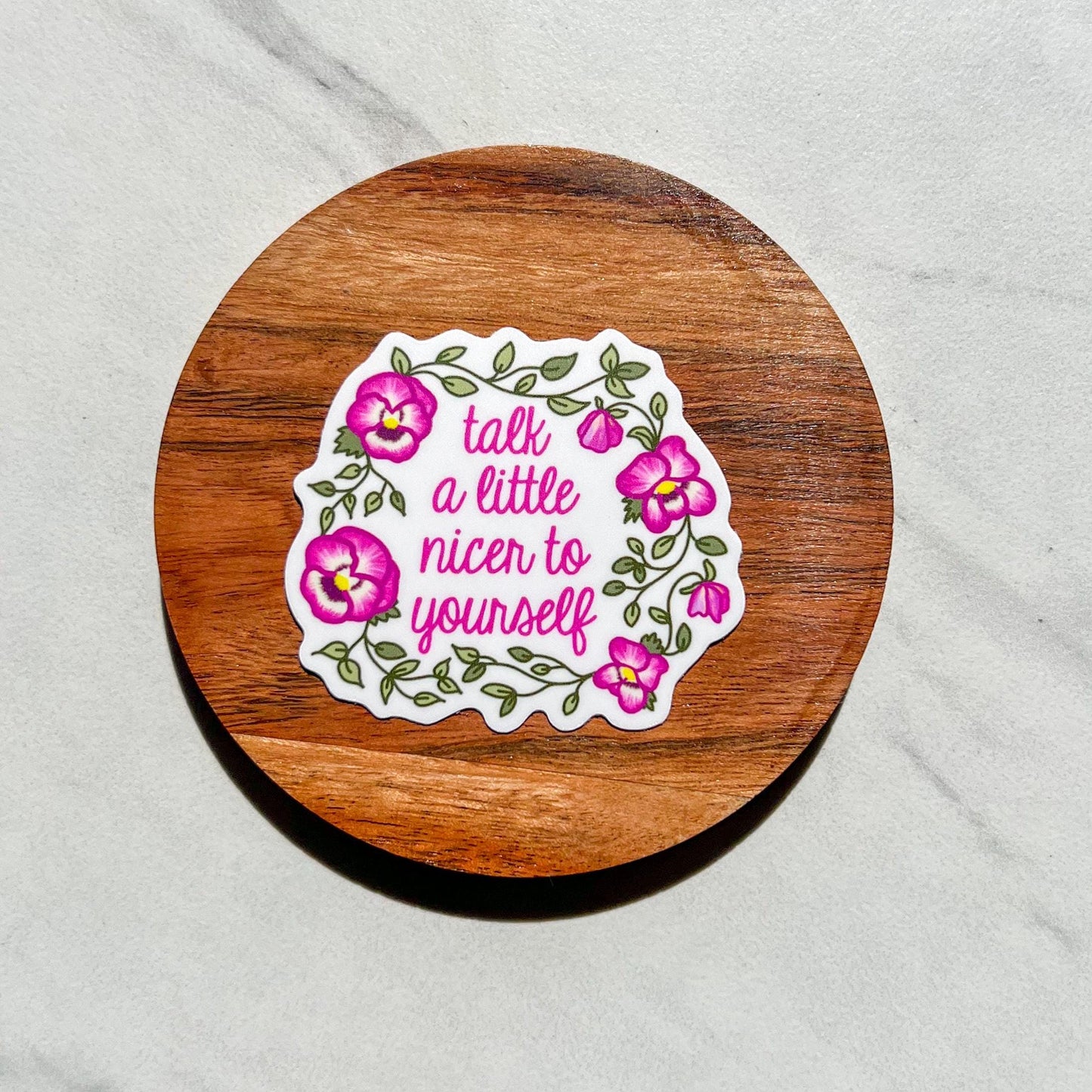 Talk a little nicer to yourself sticker, therapy sticker, mental health sticker, gift for therapist, affirmations, daily reminder, neda