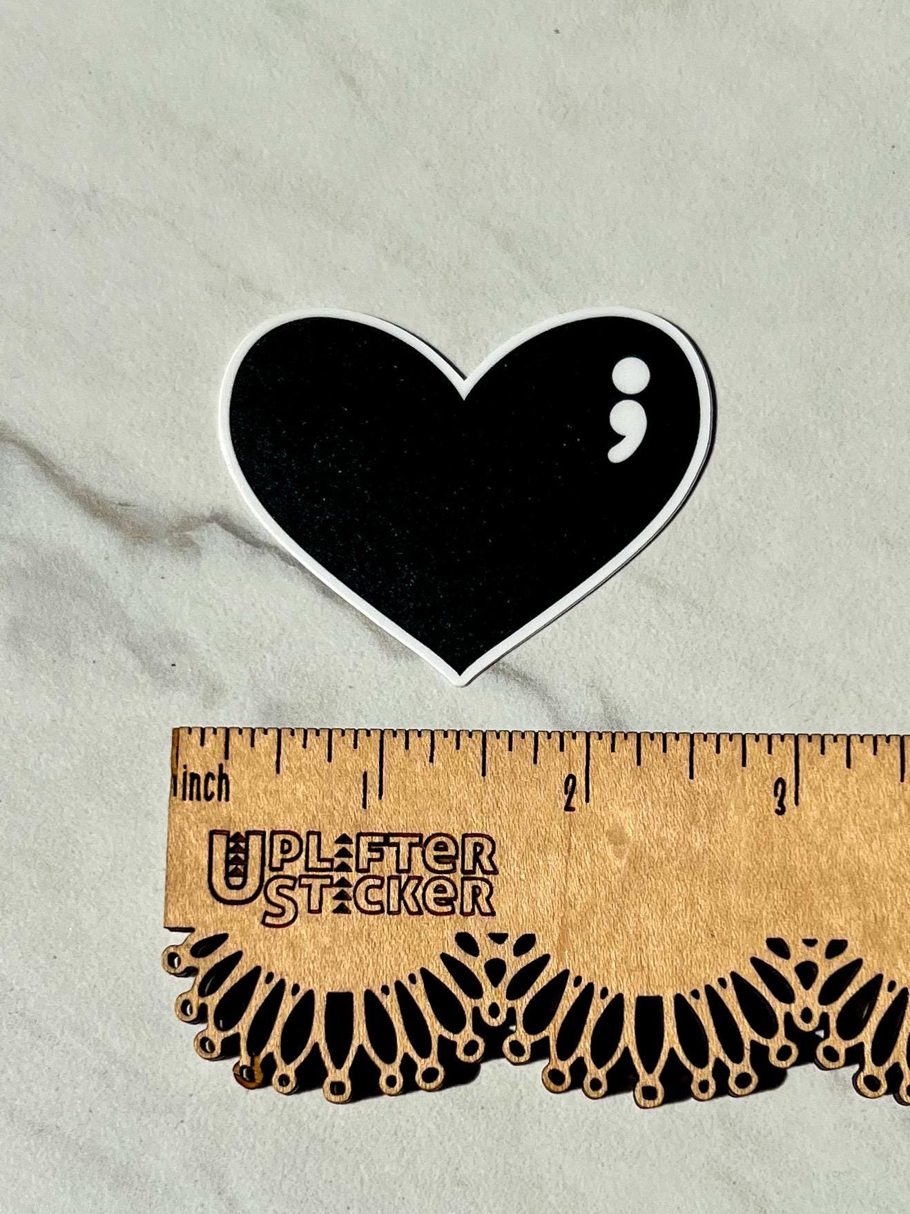 Semicolon Heart Sticker, therapy sticker, laptop sticker, water bottle sticker, mental health sticker, therapist sticker.