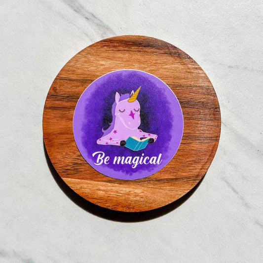 Be magical sticker, water resistant sticker, water bottle sticker, unicorn sticker, reading sticker, magic sticker