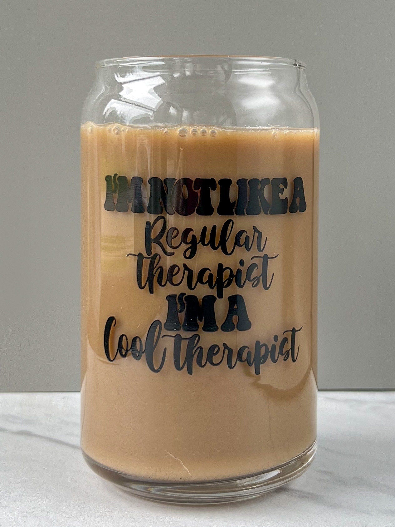 Dishwasher safe cup! I’m not a regular therapist cup, mental health cup, gift for therapist, I’m a cool therapist, bamboo lid & glass straw