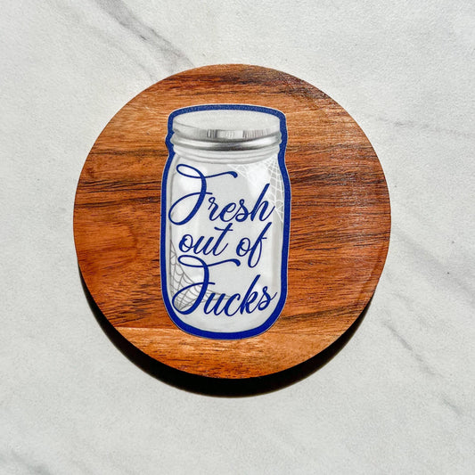 Fresh out of fucks sticker, mental health sticker, waterproof sticker, water bottle sticker, therapist sticker, adhd sticker, anxiety
