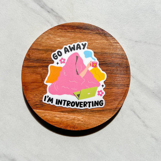 Go away I'm introverting sticker, mental health sticker, mental health decal, Introvert sticker, stay at home sticker, reading sticker