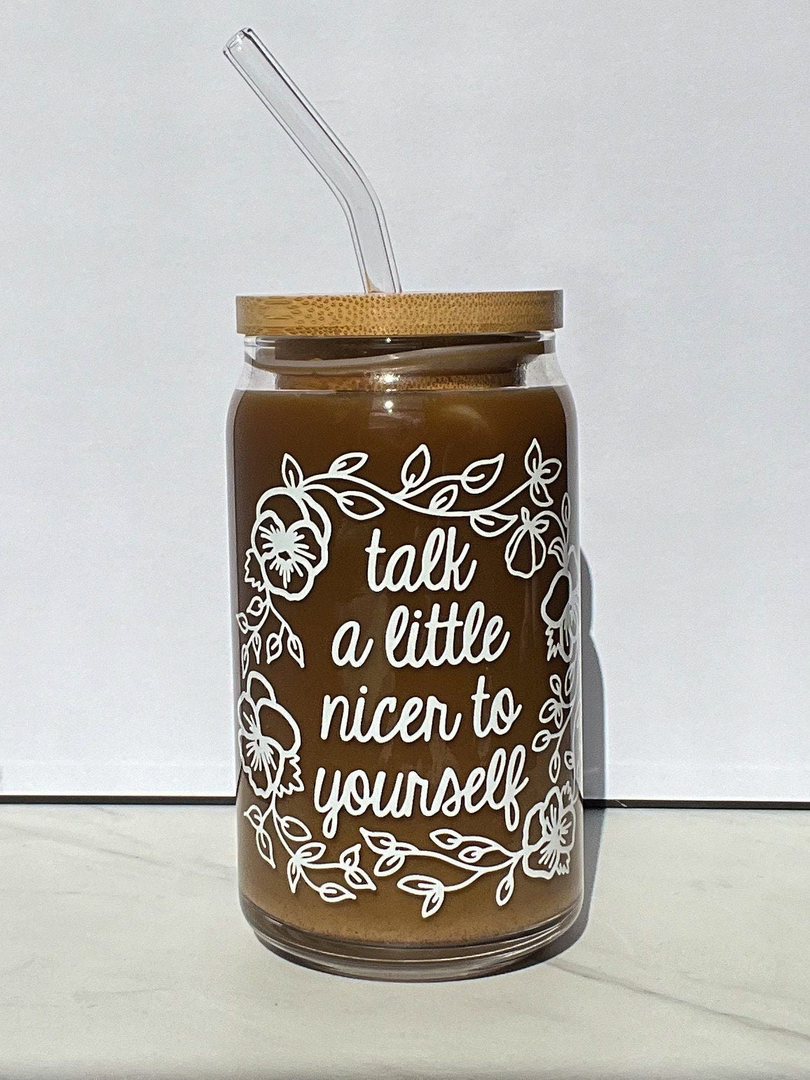 Dishwasher safe Talk a little nicer to yourself cup, therapy cup, mental health cup, gift for therapist,  affirmations, affirmation
