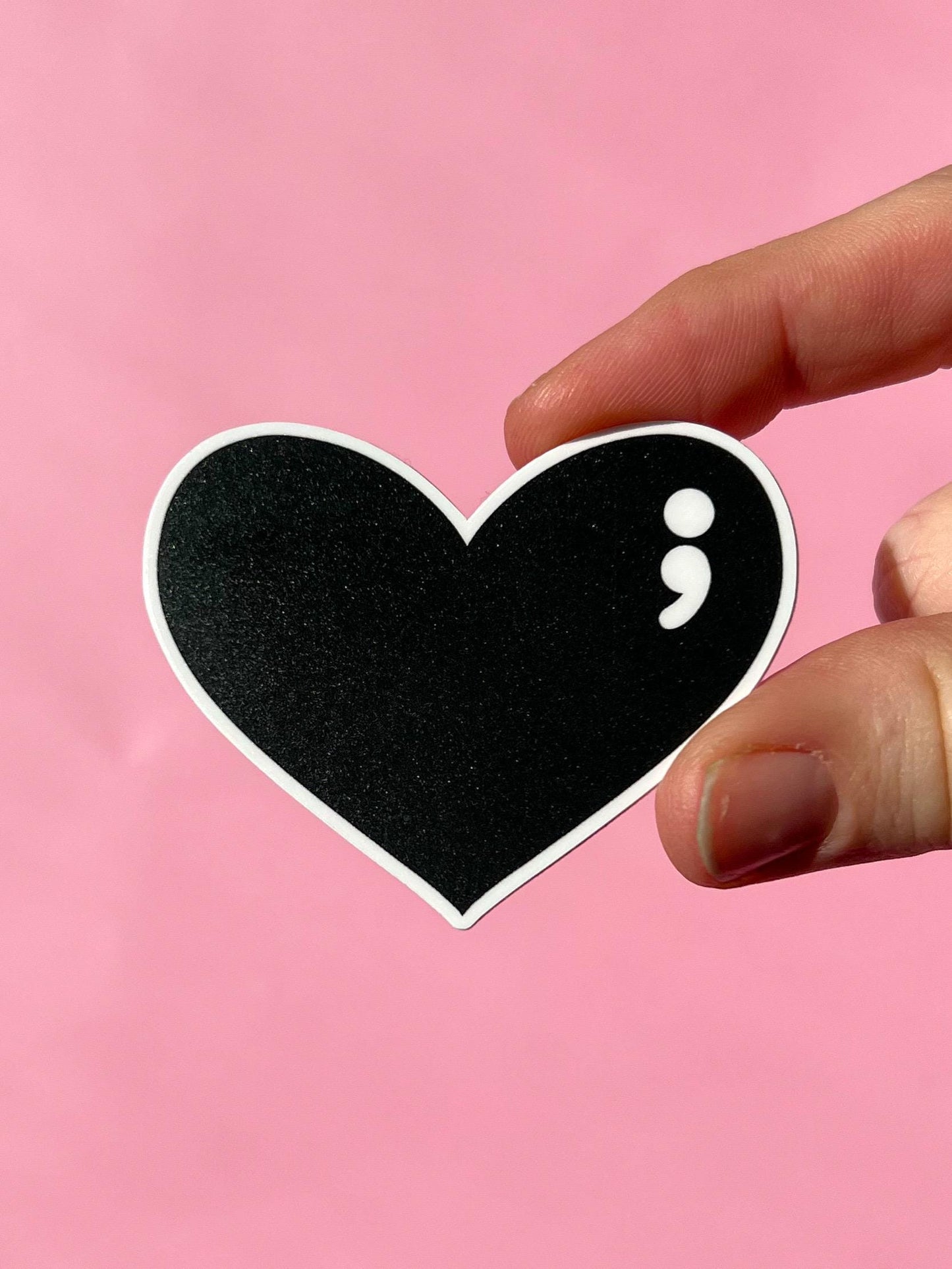 Semicolon Heart Sticker, therapy sticker, laptop sticker, water bottle sticker, mental health sticker, therapist sticker.