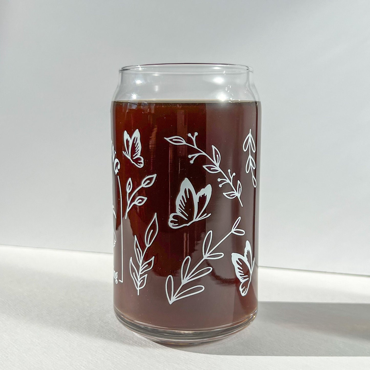 Keep going Keep growing cup, glass can, glass with bamboo lid, glass straw, dishwasher safe cup, mental health gift, therapist gift