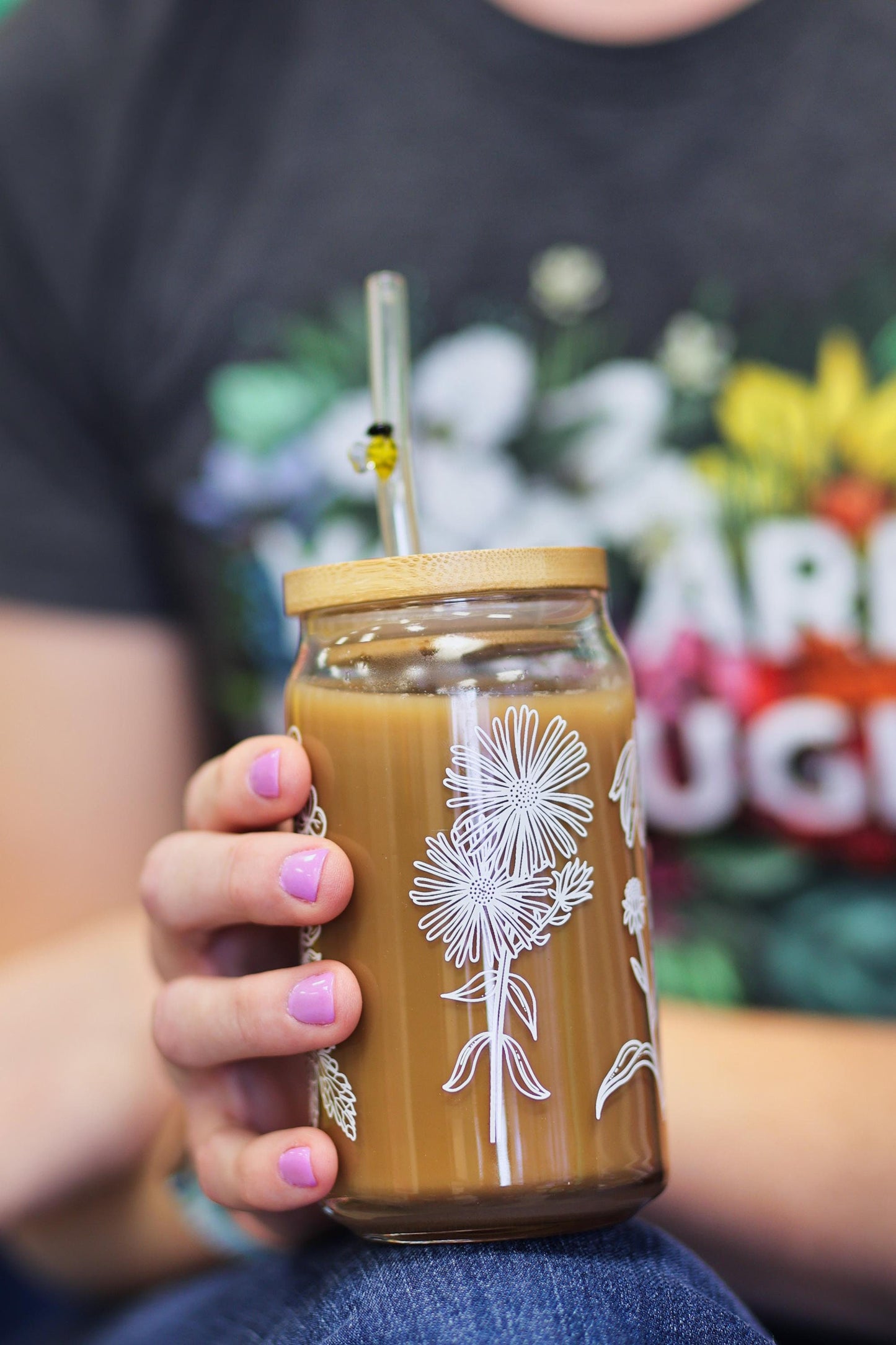 Dishwasher safe Native wildflower cup, Illinois native flowers, Iowa native, flower outlines, glass can, glass tumbler, screen printed glass