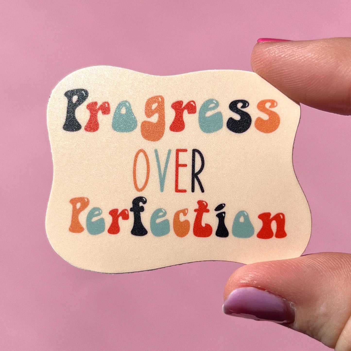 Progress Over Perfection sticker, water resistant sticker, mental health, boho sticker, laptop sticker, gift idea, gift for wife, gift for
