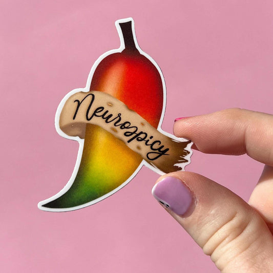 Neurospicy sticker, mental health sticker, waterproof sticker, water bottle sticker, ADHD sticker, Audhd, anxiety sticker, hot peppers