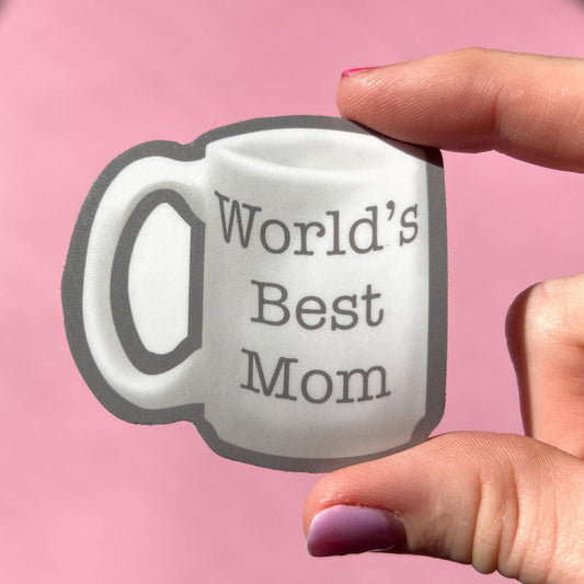 World's best mom sticker, worlds best mom sticker, gift for mom, gift for her, the office sticker, mom to be gift, coffee cup sticker