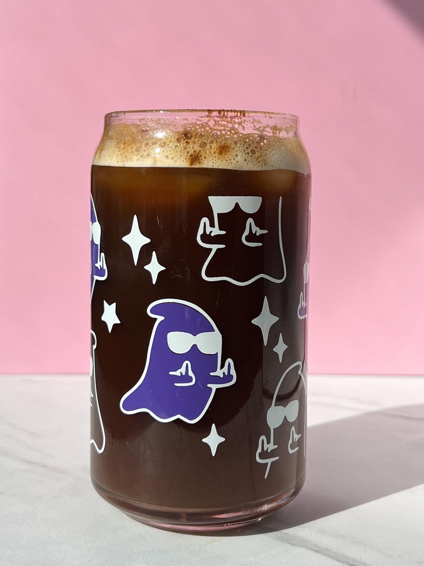 Dishwasher safe ghost cup, Halloween cup, middle finger ghost, sassy cup, glass can, glass tumbler, screen printed glass