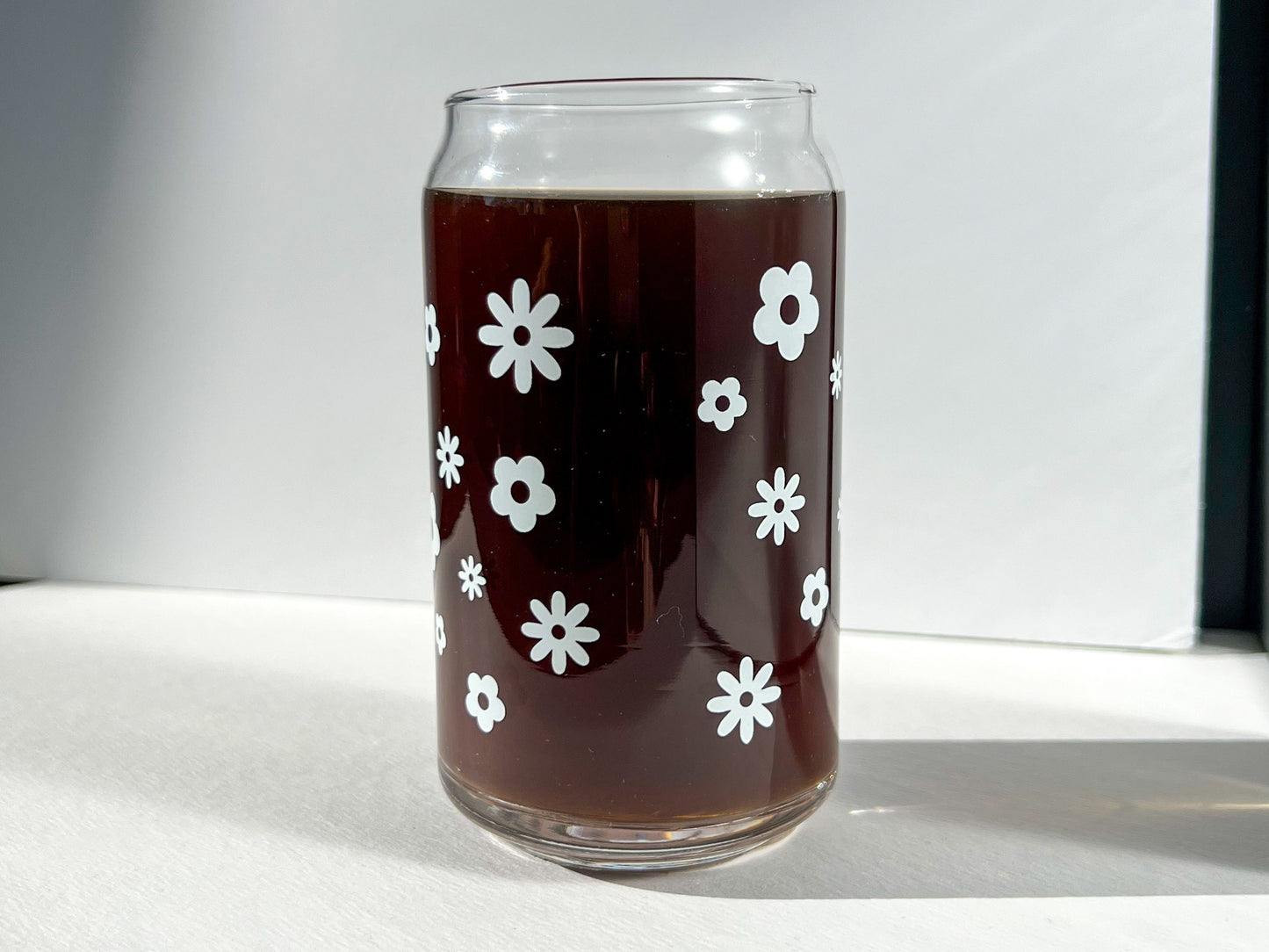Dishwasher safe fueled by iced coffee and anxiety cup, glass can, libbey 209, iced coffee cup, bamboo lid and glass straw