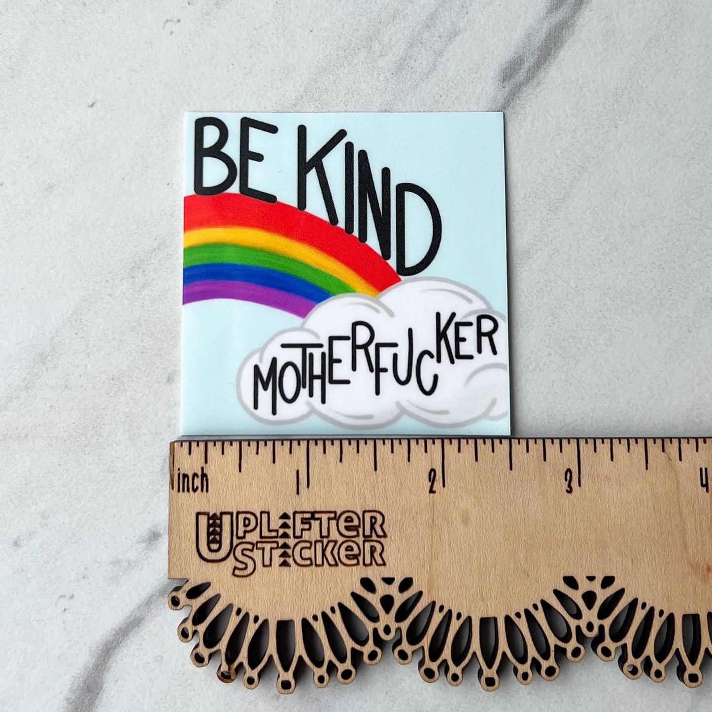 Be kind motherfucker sticker, funny sticker, therapy sticker, be kind rainbow