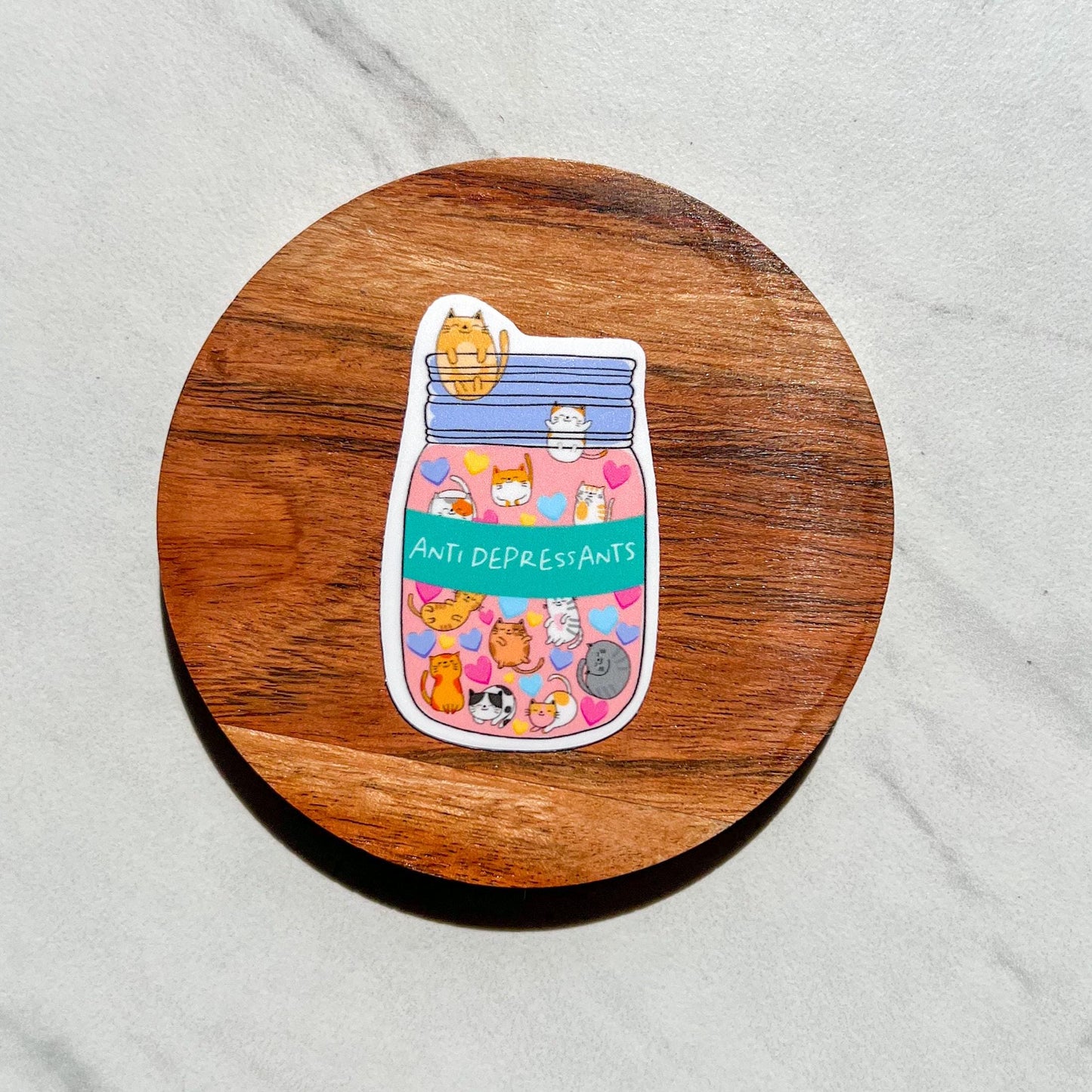 Antidepressants sticker, cute cat sticker, cute dog sticker, emotional support animal decal, mental health sticker, therapy sticker, funny