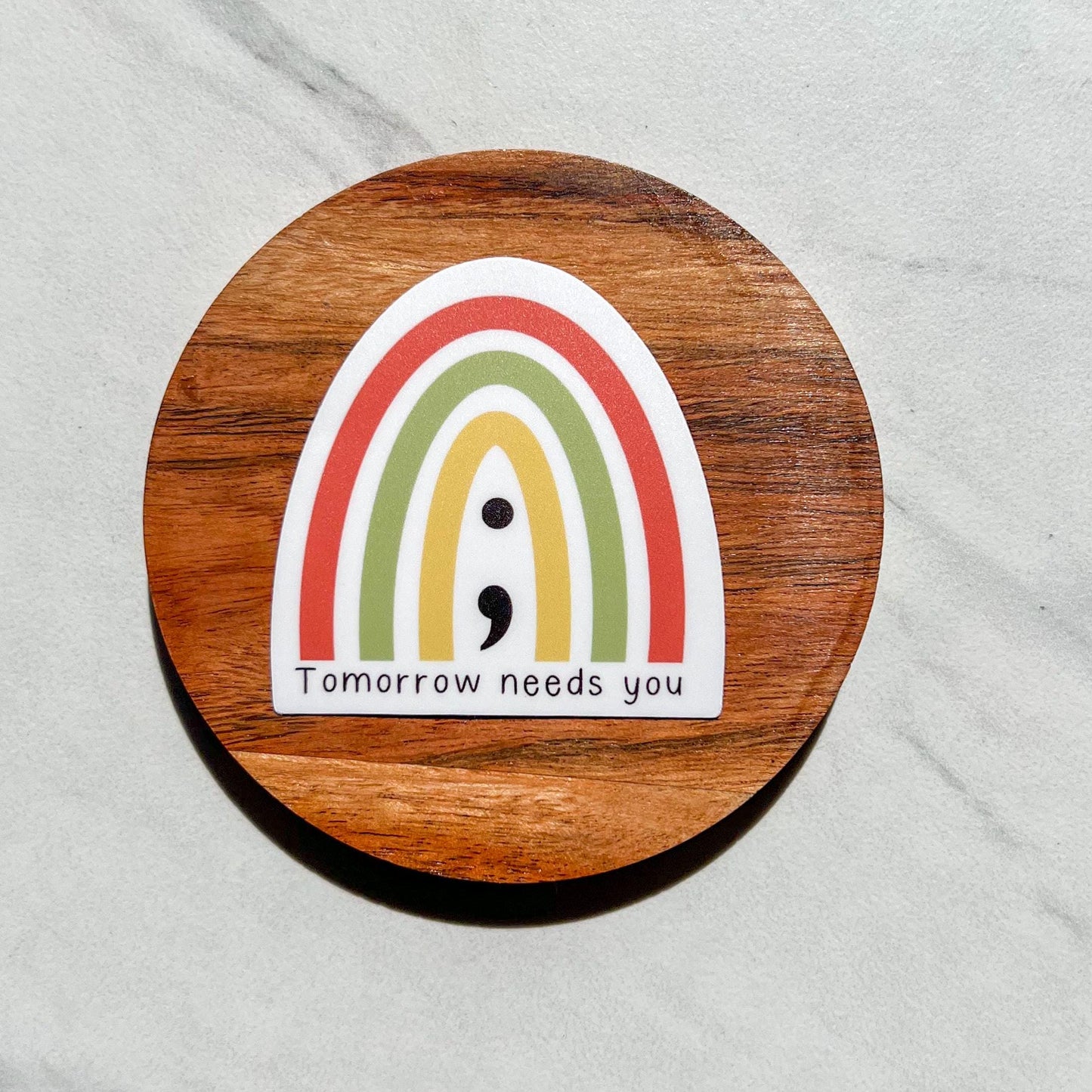 Tomorrow needs you semicolon rainbow sticker l water resistant sticker l die cut l laptop sticker l water bottle sticker l mental health l