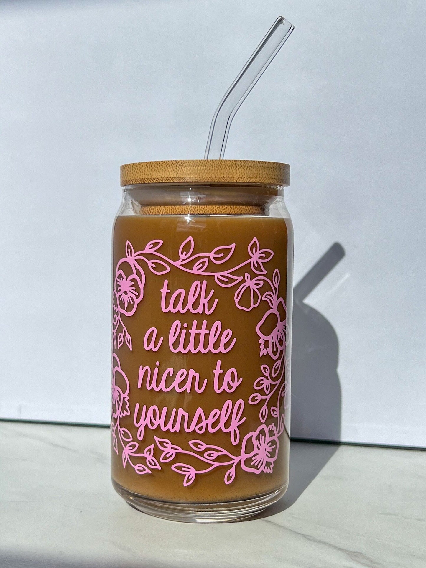 Dishwasher safe Talk a little nicer to yourself cup, therapy cup, mental health cup, gift for therapist,  affirmations, affirmation