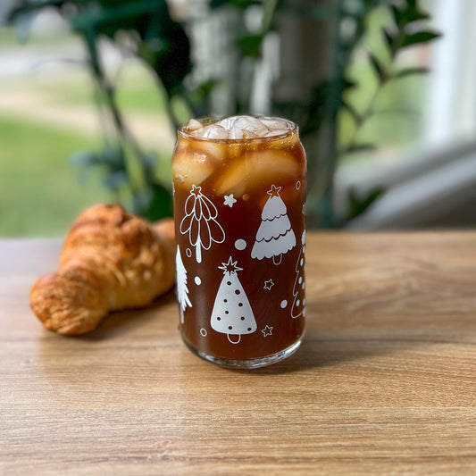 Dishwasher safe Christmas tree cup, therapy cup, mental health cup, gift for therapist,  iced coffee cup, glass can, Tree cup