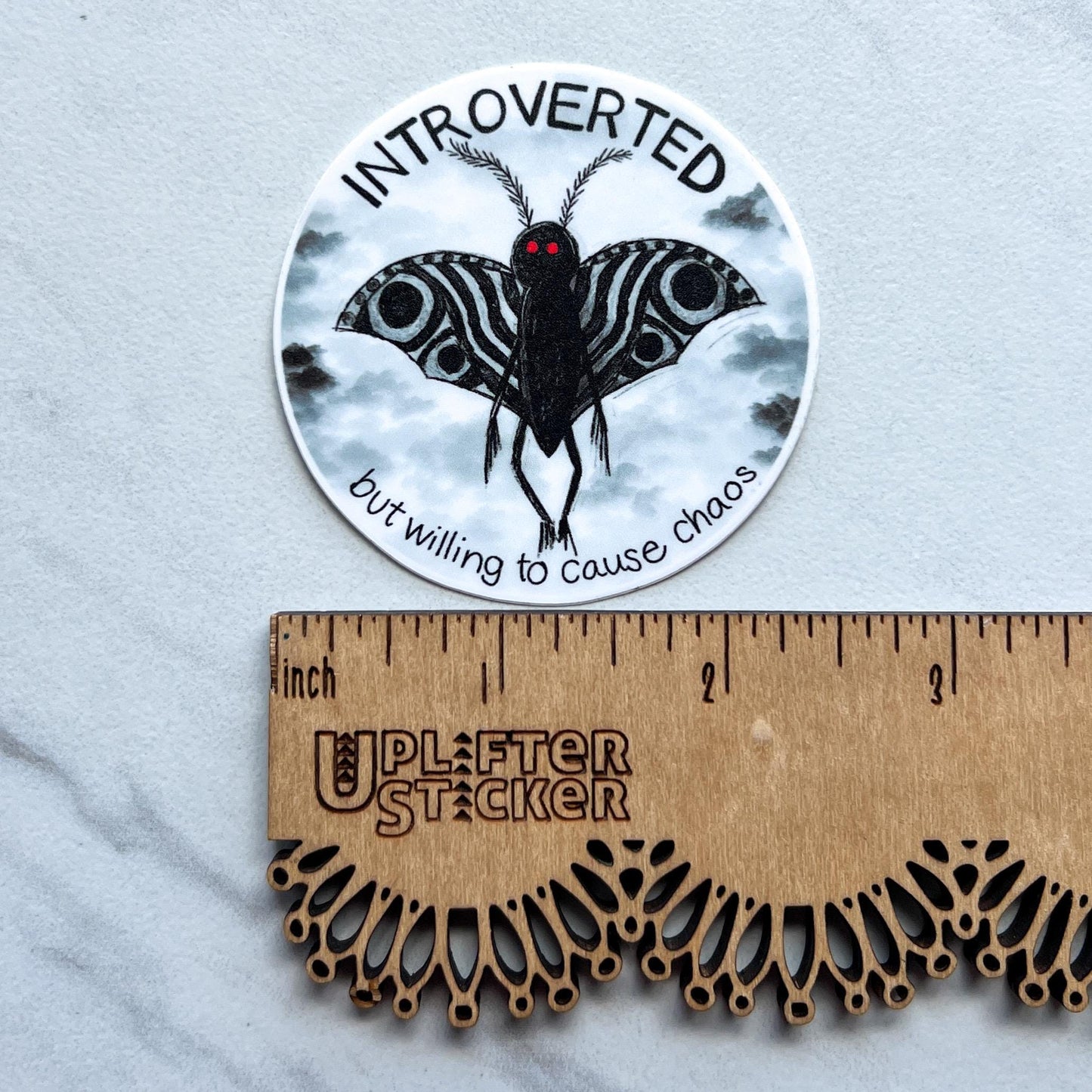 Introverted but willing to cause chaos sticker, waterproof sticker, anxiety sticker, therapy sticker, therapist sticker, Chicago mothman