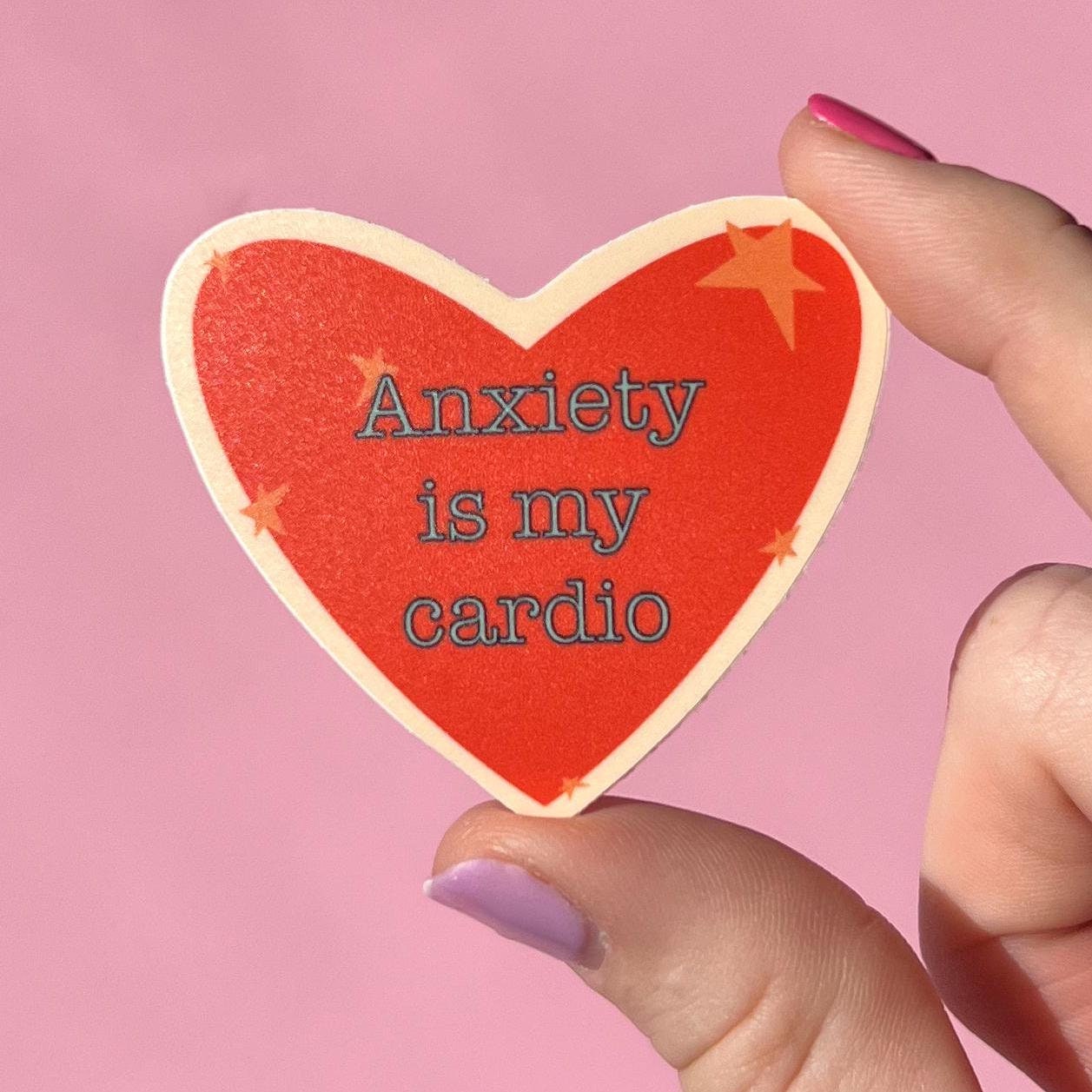 Anxiety is my cardio sticker, water resistant sticker, mental health, boho sticker, mental health sticker, gift for girlfriend, gift