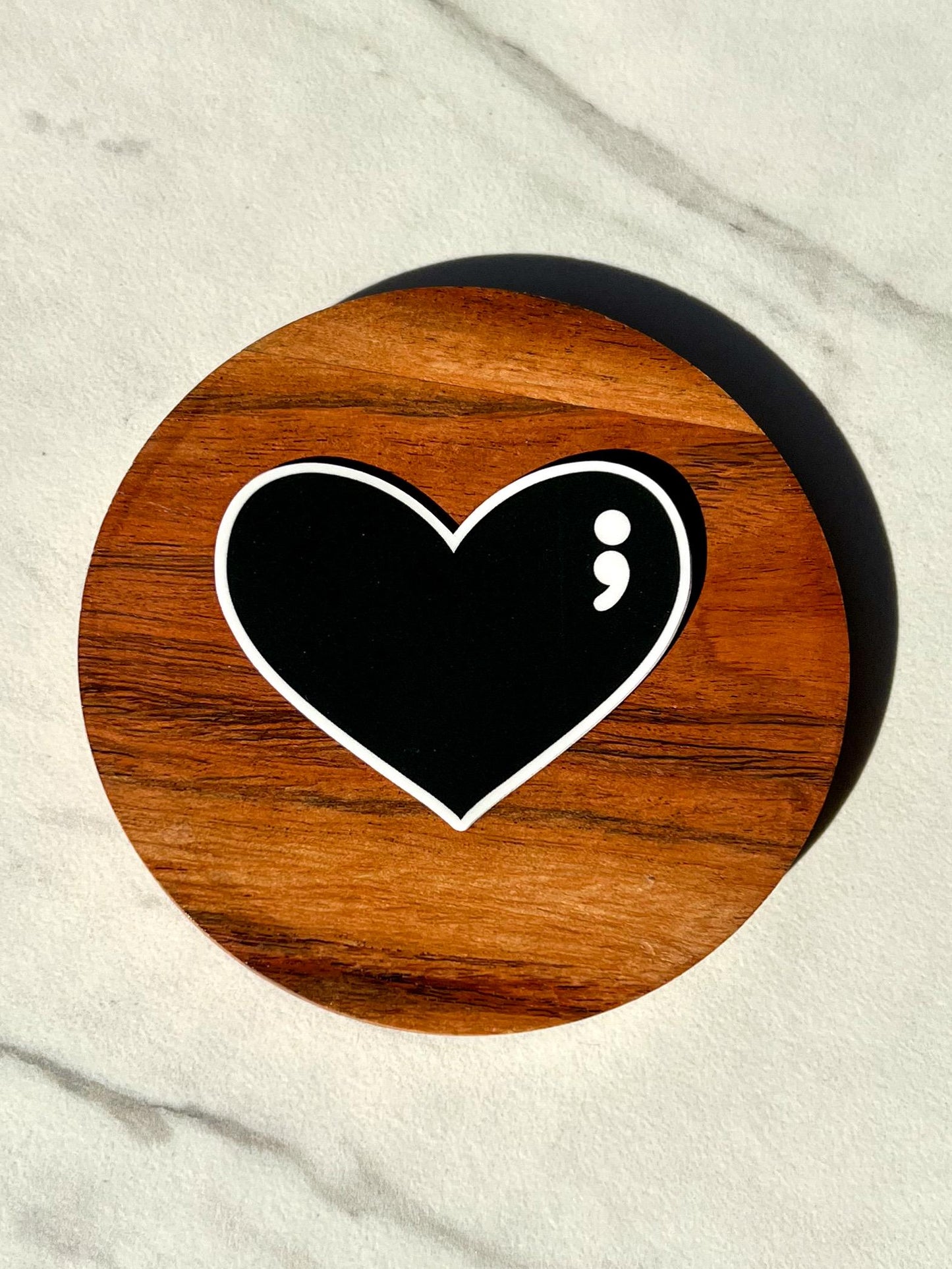 Semicolon Heart Sticker, therapy sticker, laptop sticker, water bottle sticker, mental health sticker, therapist sticker.