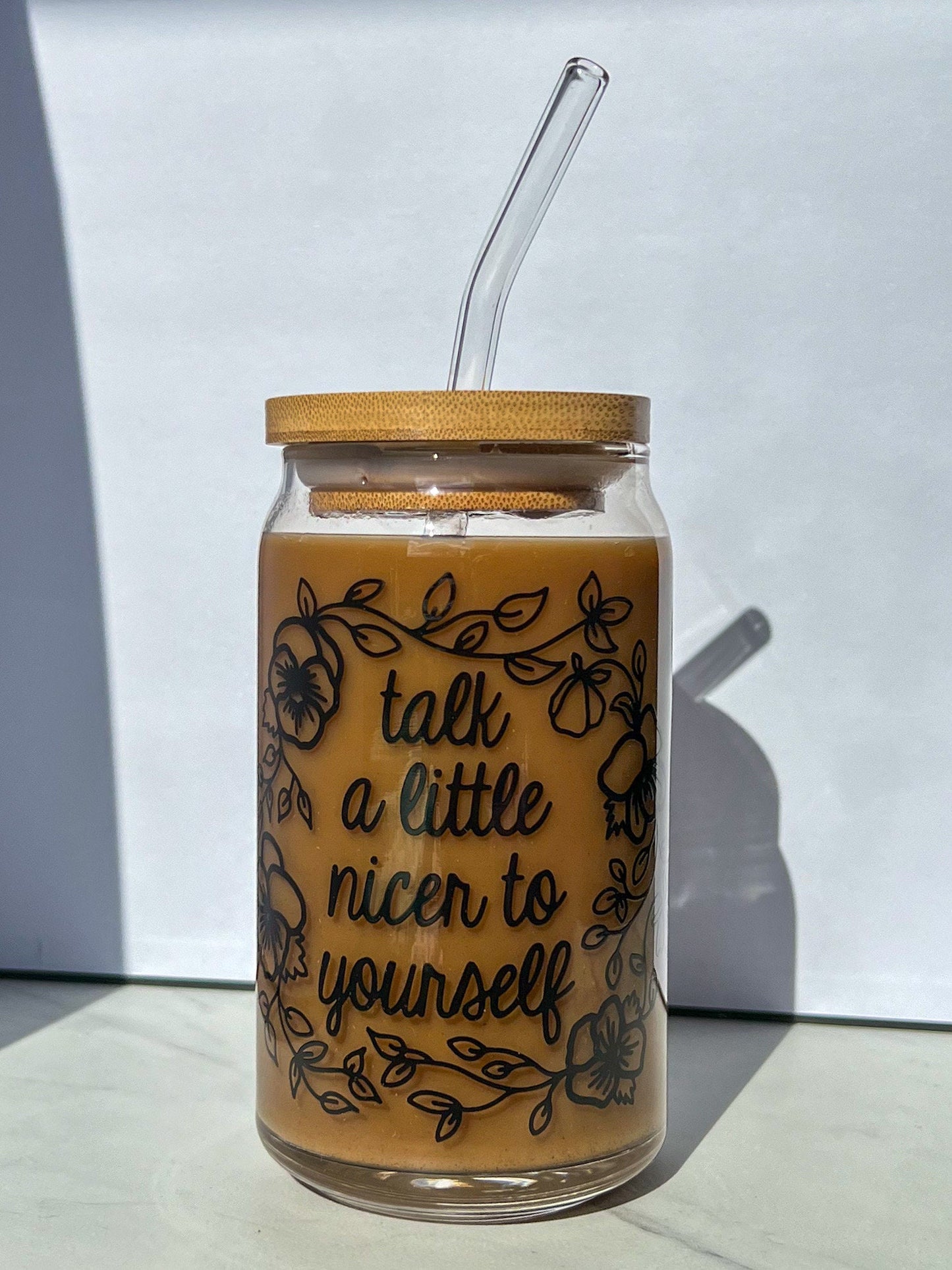 Dishwasher safe Talk a little nicer to yourself cup, therapy cup, mental health cup, gift for therapist,  affirmations, affirmation
