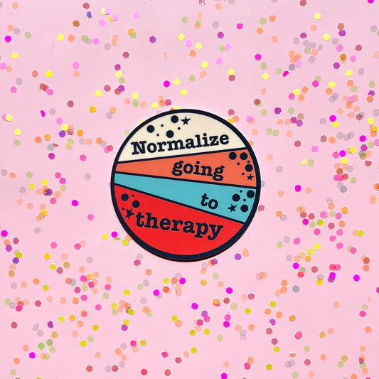 Normalize going to therapy sticker, water resistant sticker, mental health, boho sticker, therapy sticker, gift for wife, gift for husband