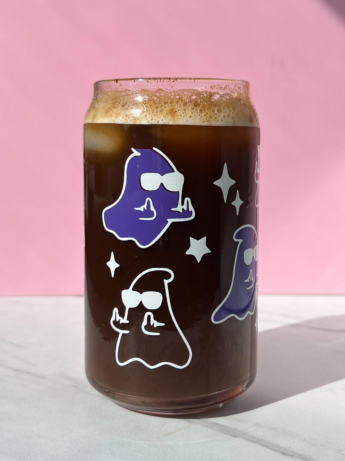 Dishwasher safe ghost cup, Halloween cup, middle finger ghost, sassy cup, glass can, glass tumbler, screen printed glass