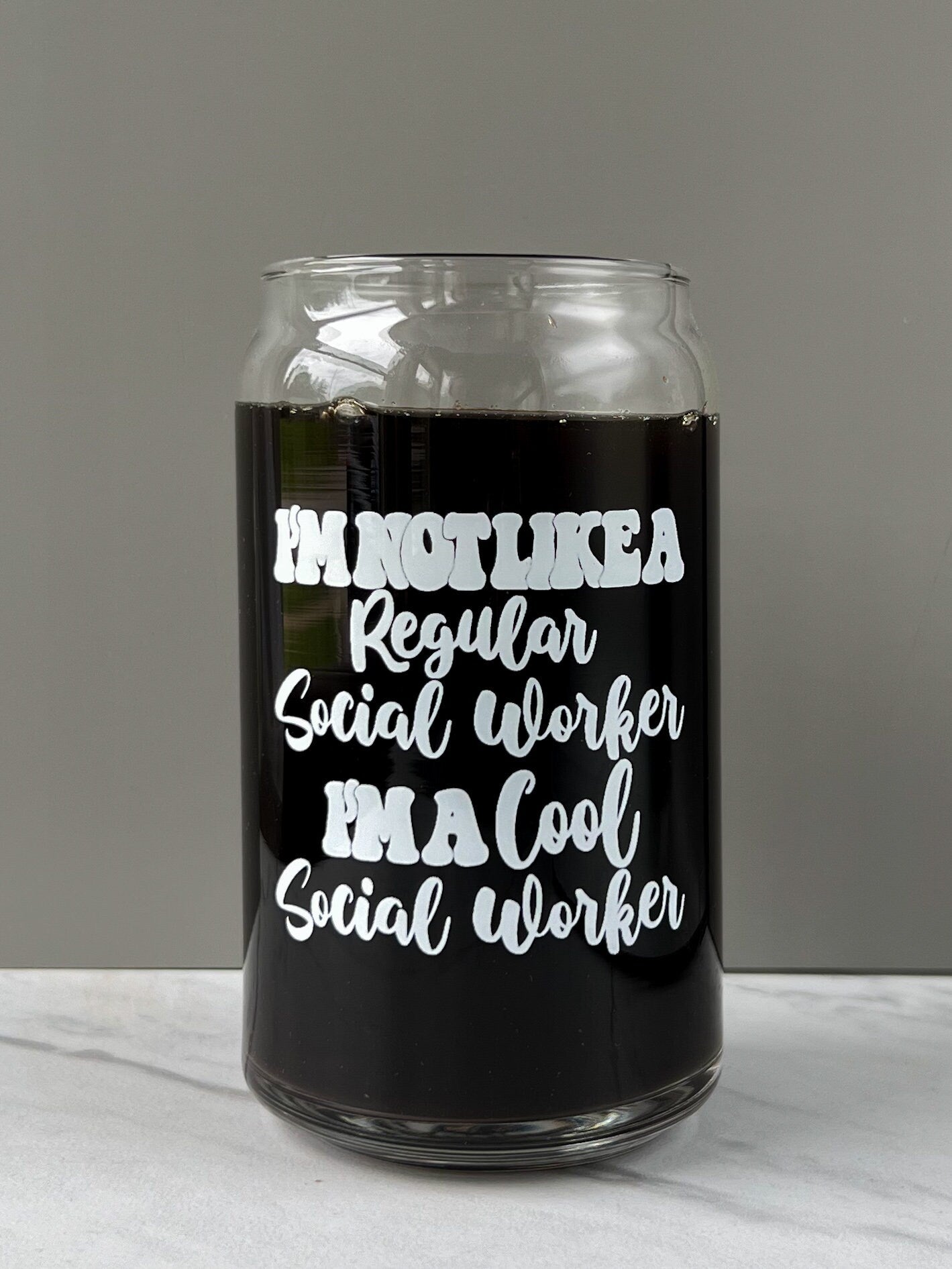 Dishwasher safe cup! I’m not a regular social worker cup, mental health cup, gift for social worker, I’m a cool social worker, lid & straw