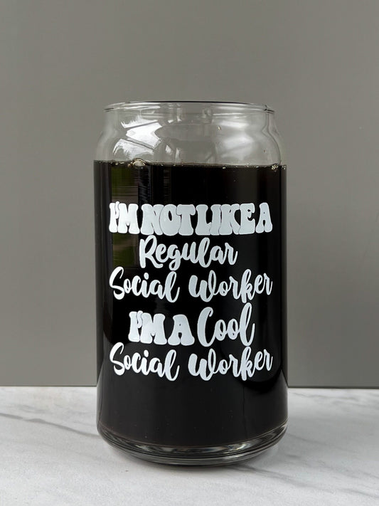 Dishwasher safe cup! I’m not a regular social worker cup, mental health cup, gift for social worker, I’m a cool social worker, lid & straw