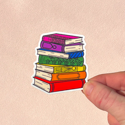 Rainbow book stack sticker