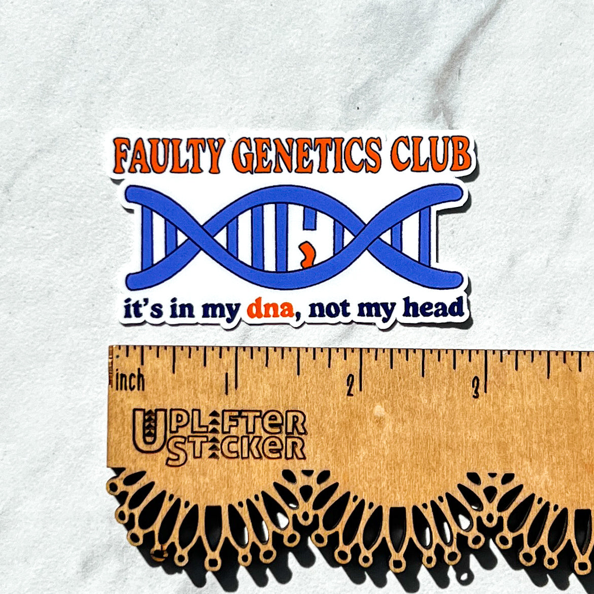 Faulty genetics club sticker, it's in my dna not my head sticker, hyper mobility decal, ehlers-danlos syndrome sticker chronic illness decal