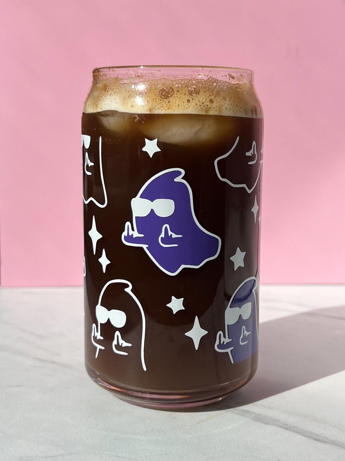 Dishwasher safe ghost cup, Halloween cup, middle finger ghost, sassy cup, glass can, glass tumbler, screen printed glass