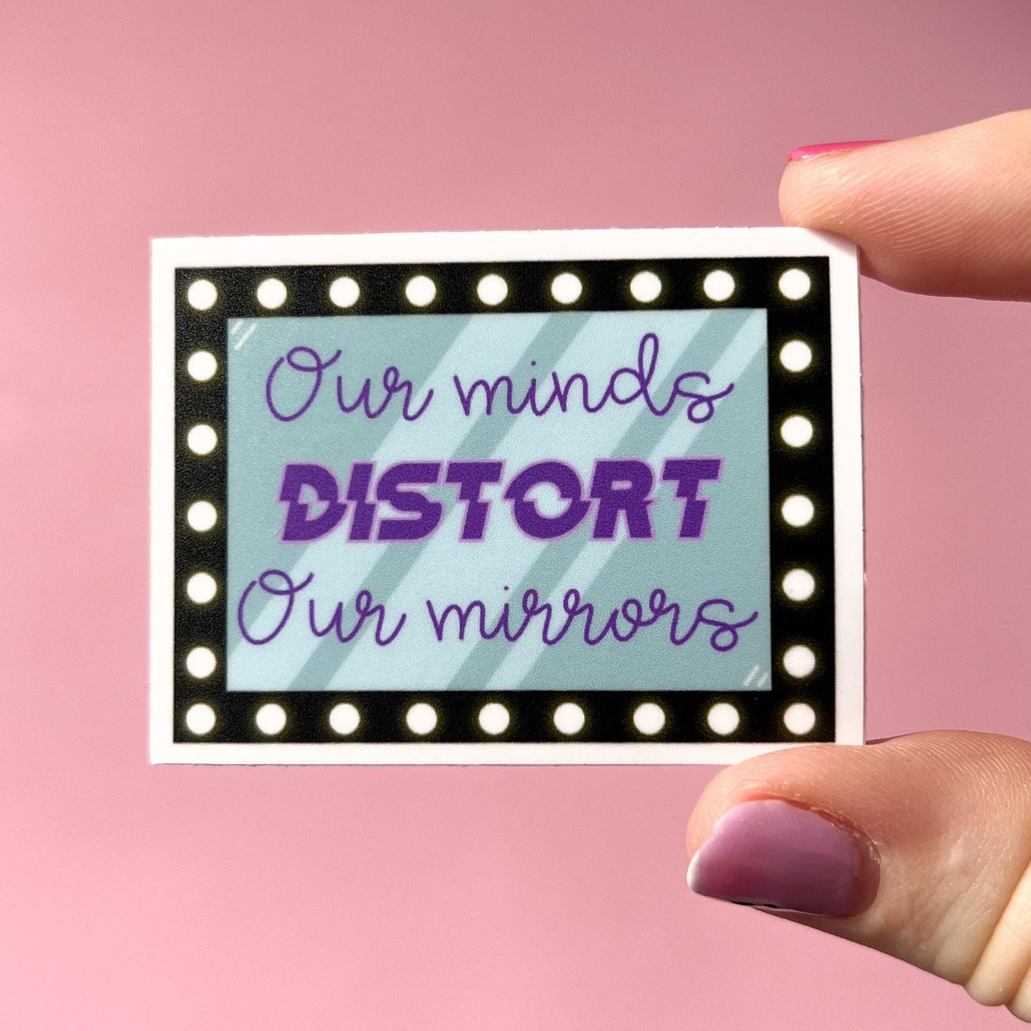 Our minds distort our mirrors sticker, water resistant sticker, NEDA sticker, ED recovery, mental health laptop sticker, therapist sticker