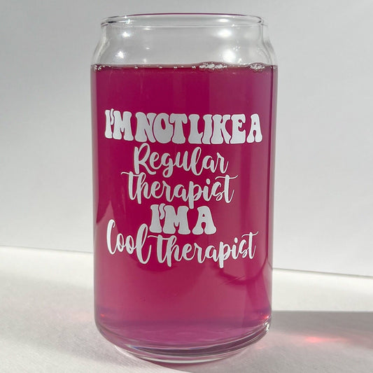 Dishwasher safe cup! I’m not a regular therapist cup, mental health cup, gift for therapist, I’m a cool therapist, bamboo lid & glass straw