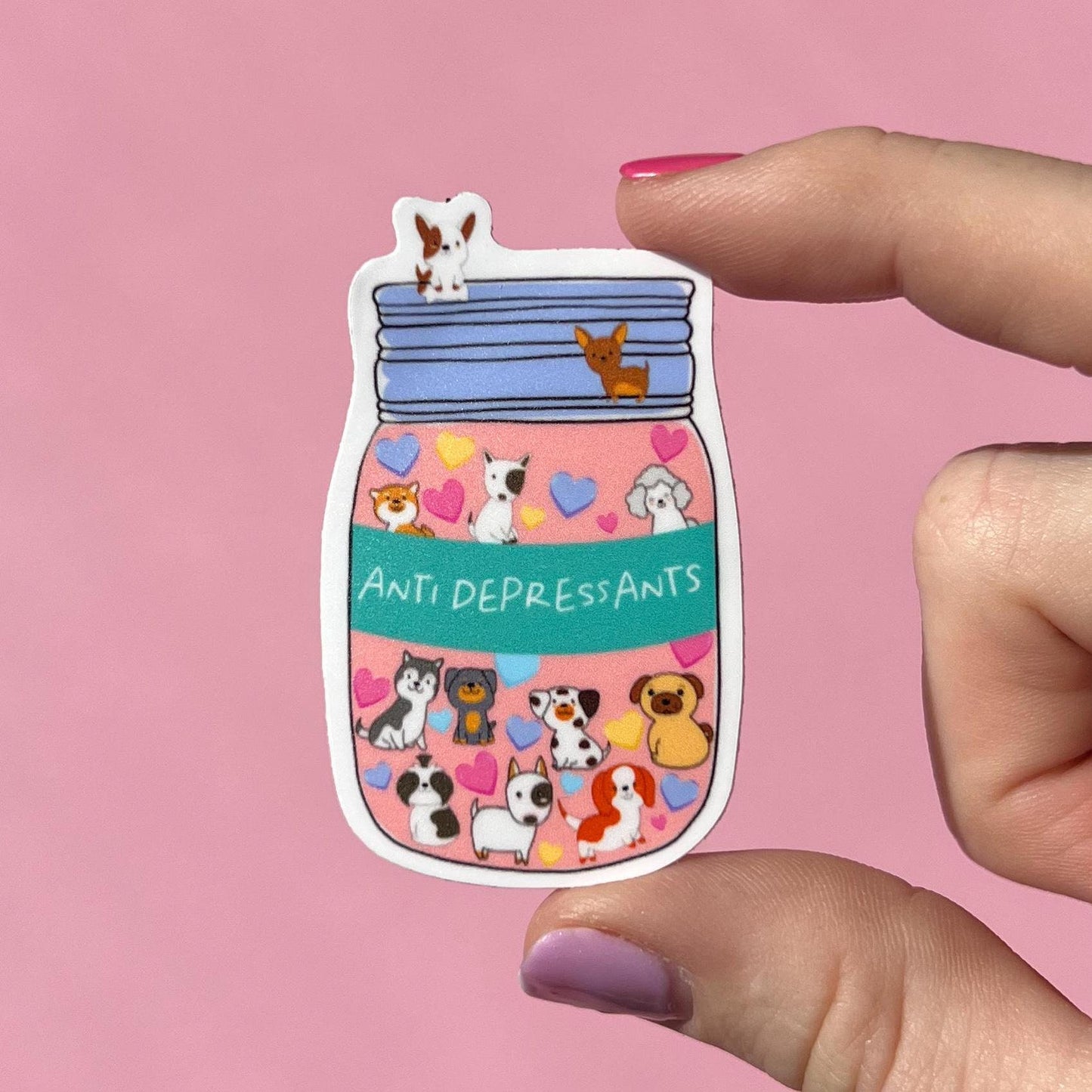 Antidepressants sticker, cute cat sticker, cute dog sticker, emotional support animal decal, mental health sticker, therapy sticker, funny