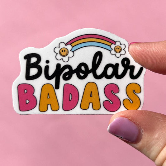 Bipolar badass sticker, mental health sticker, Bipolar sticker, therapist sticker, social worker sticker, mood disorder, bipolar decal