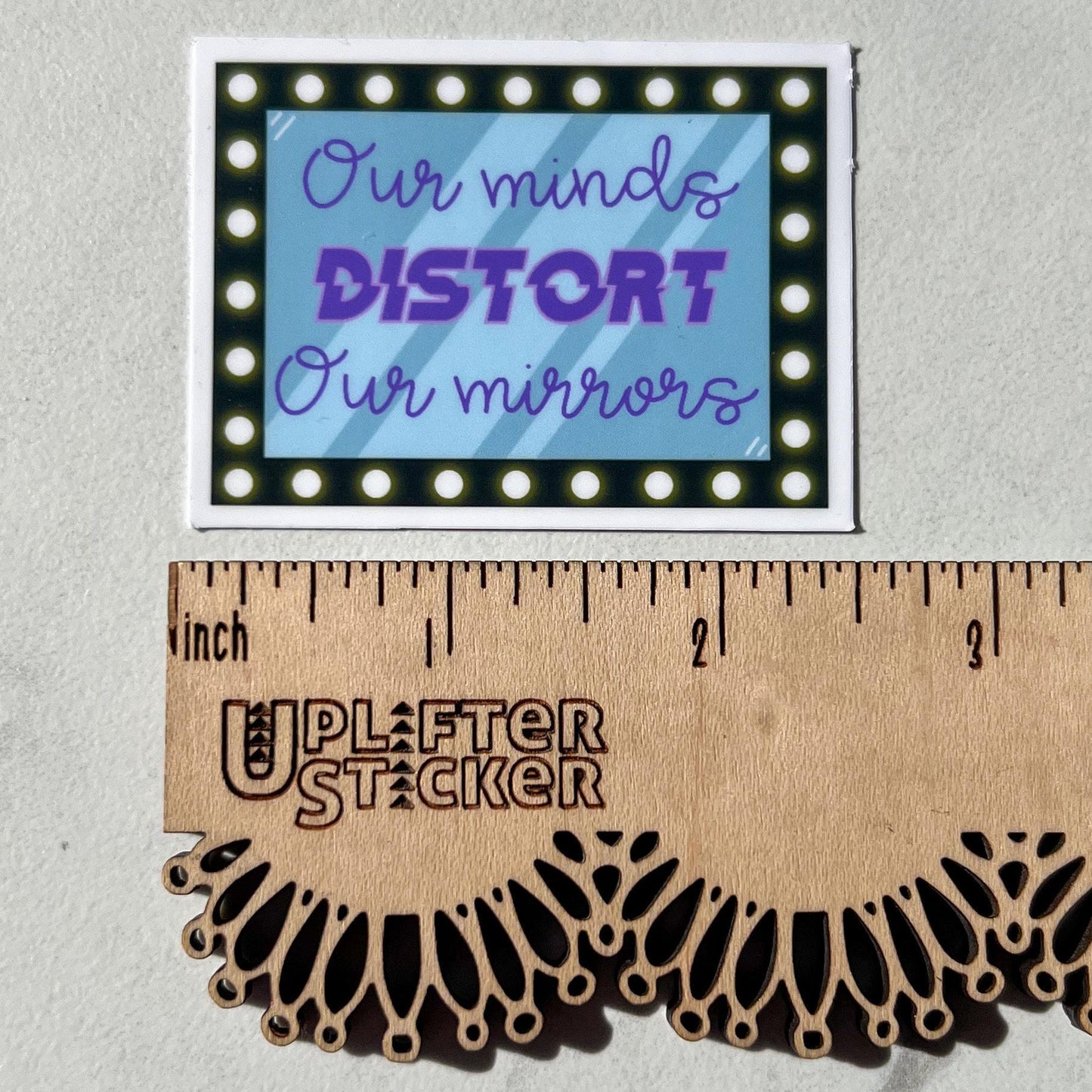 Our minds distort our mirrors sticker, water resistant sticker, NEDA sticker, ED recovery, mental health laptop sticker, therapist sticker