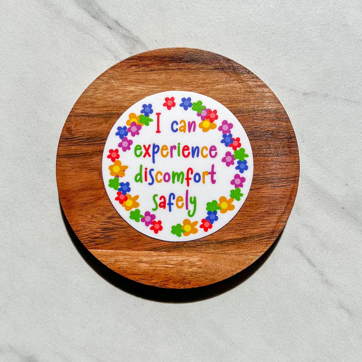 I can experience discomfort safely Sticker, Water resistant sticker, mental health, self esteem, anxiety sticker, gift for wife, gift idea