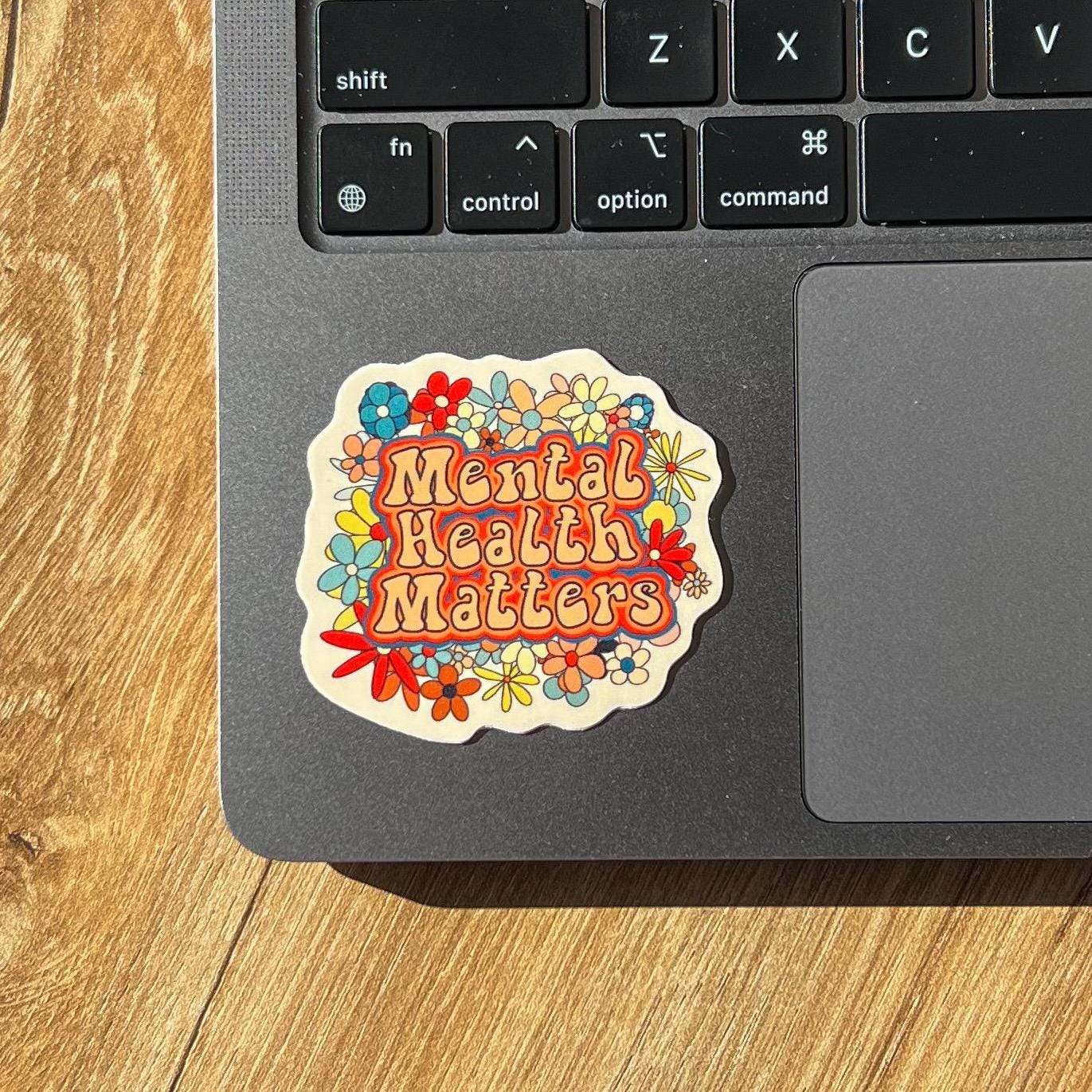 Mental health matters sticker, mental health matters decal, groovy flower sticker, retro inspired sticker, 60s 70s sticker
