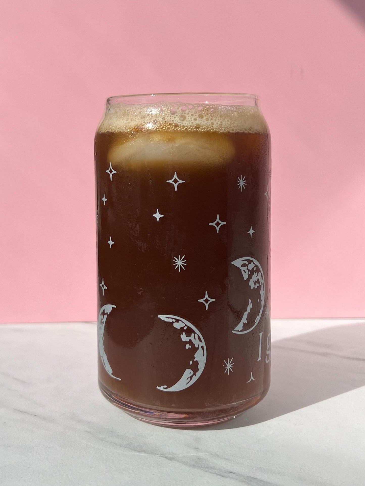 Dishwasher safe moon phase cup, like the moon I go through phases cup, silver moon cup, glass can, glass tumbler, screen printed glass