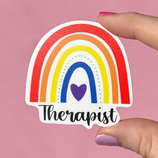 Therapist sticker, therapist rainbow, therapy sticker, rainbow sticker, MSSW sticker, sticker gift, mental health gift