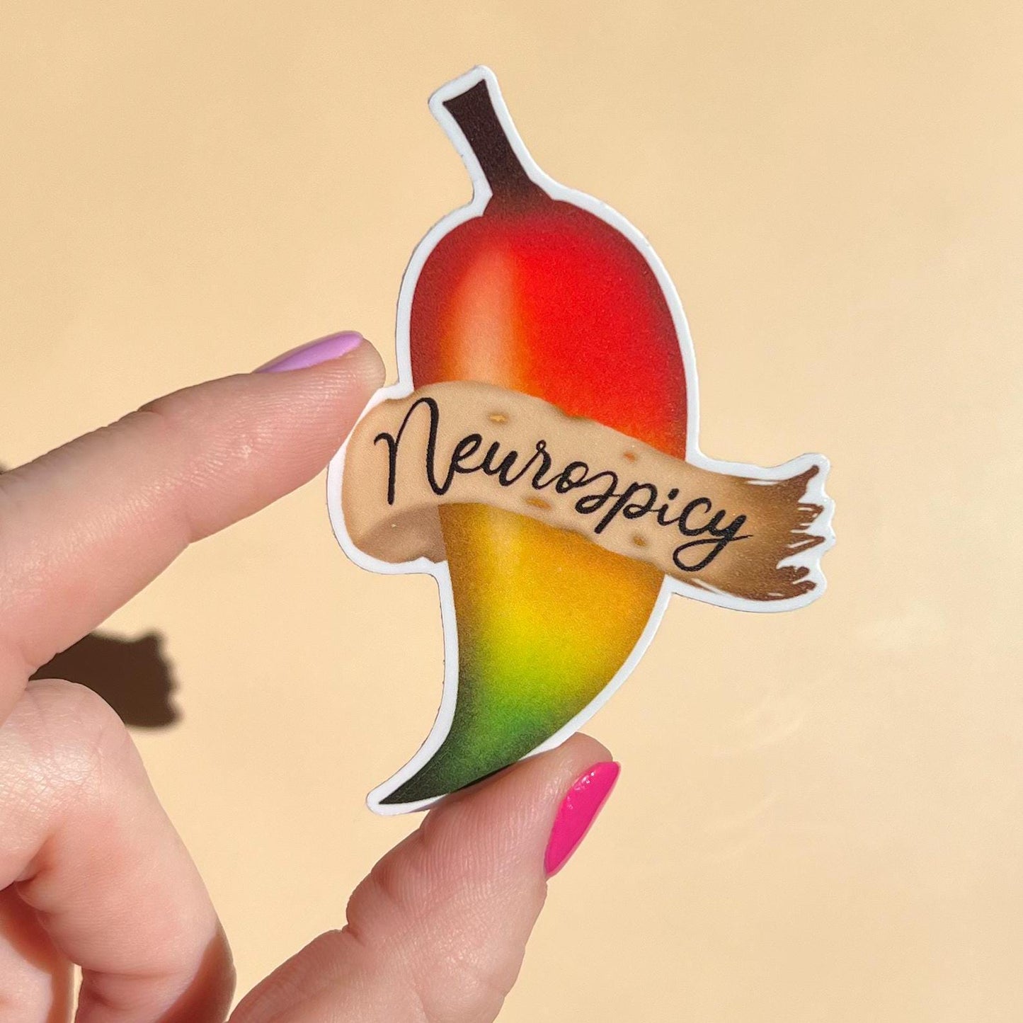 Neurospicy sticker, mental health sticker, waterproof sticker, water bottle sticker, ADHD sticker, Audhd, anxiety sticker, hot peppers