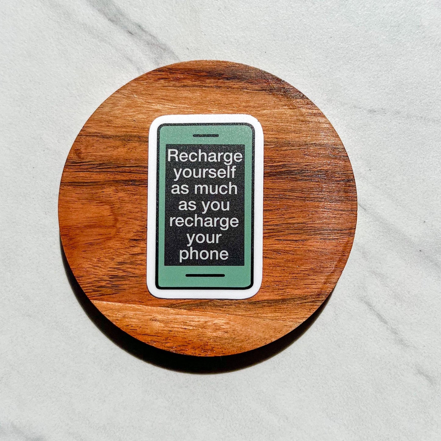 Recharge yourself sticker, phone sticker, mental health sticker, self care sticker, self love sticker, water resistant sticker