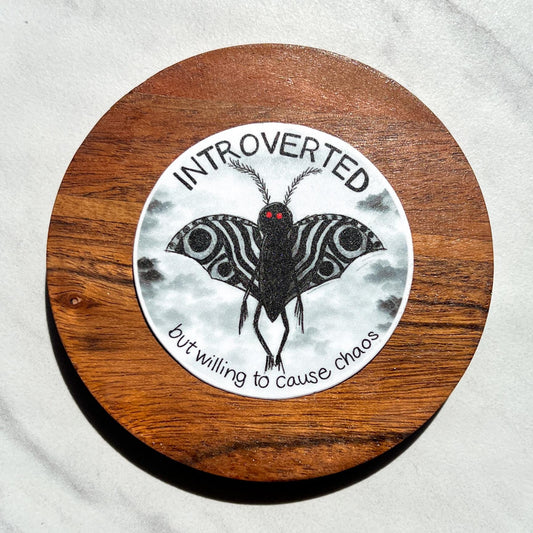 Introverted but willing to cause chaos sticker, waterproof sticker, anxiety sticker, therapy sticker, therapist sticker, Chicago mothman