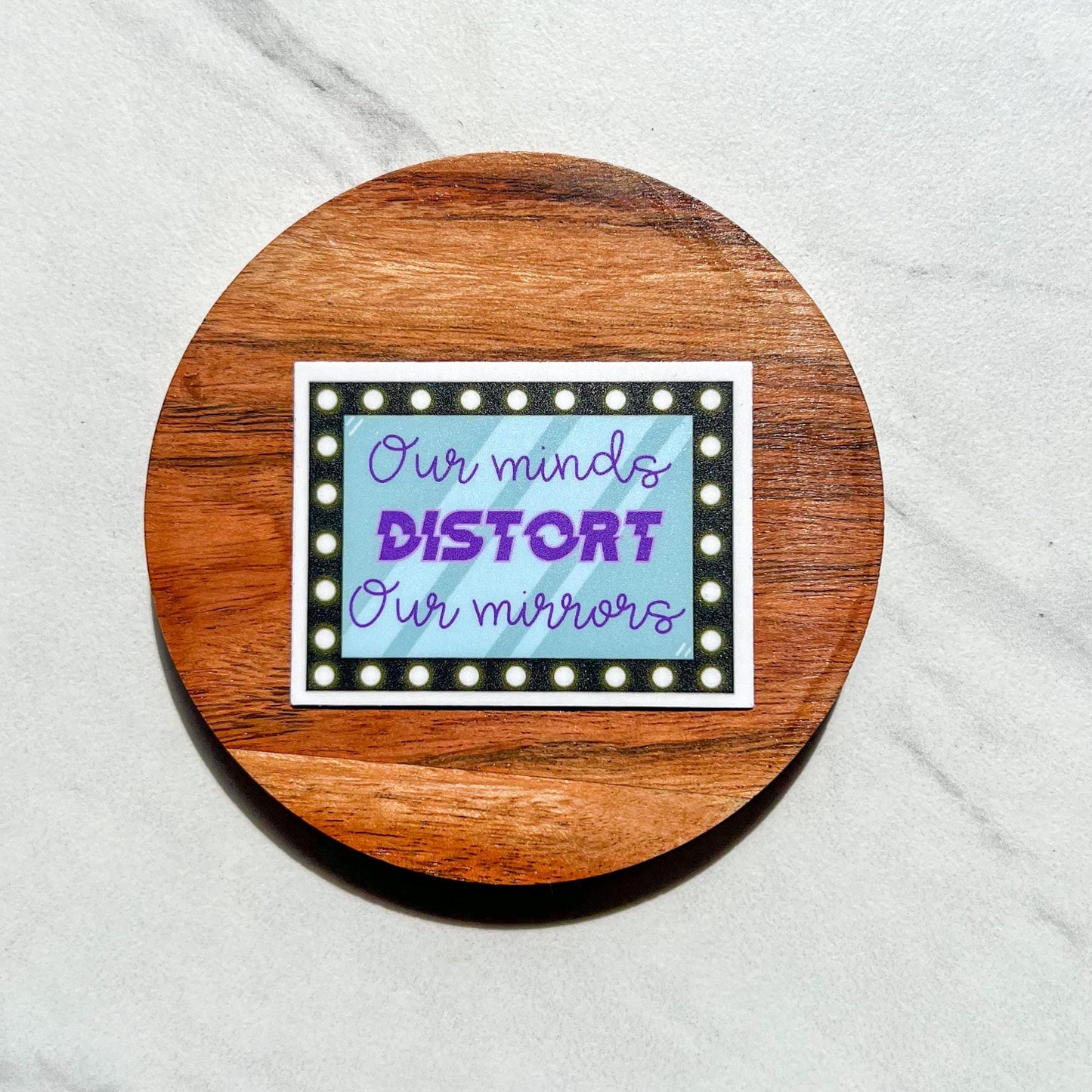 Our minds distort our mirrors sticker, water resistant sticker, NEDA sticker, ED recovery, mental health laptop sticker, therapist sticker