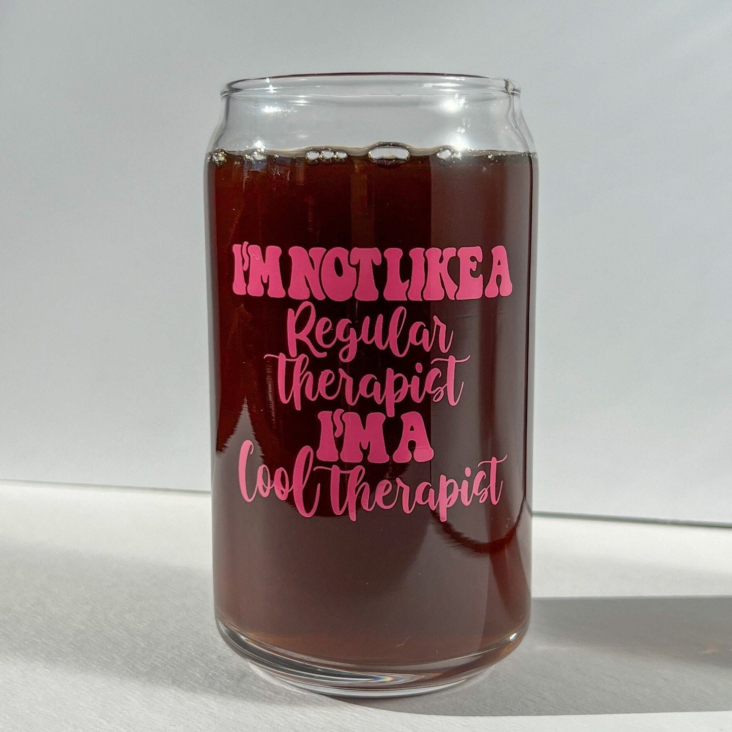 Dishwasher safe cup! I’m not a regular therapist cup, mental health cup, gift for therapist, I’m a cool therapist, bamboo lid & glass straw