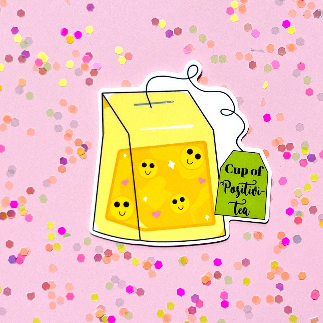 Cup of positivi-tea sticker, mental health sticker, mental health decal, therapist sticker, social worker sticker, anxiety sticker, tea