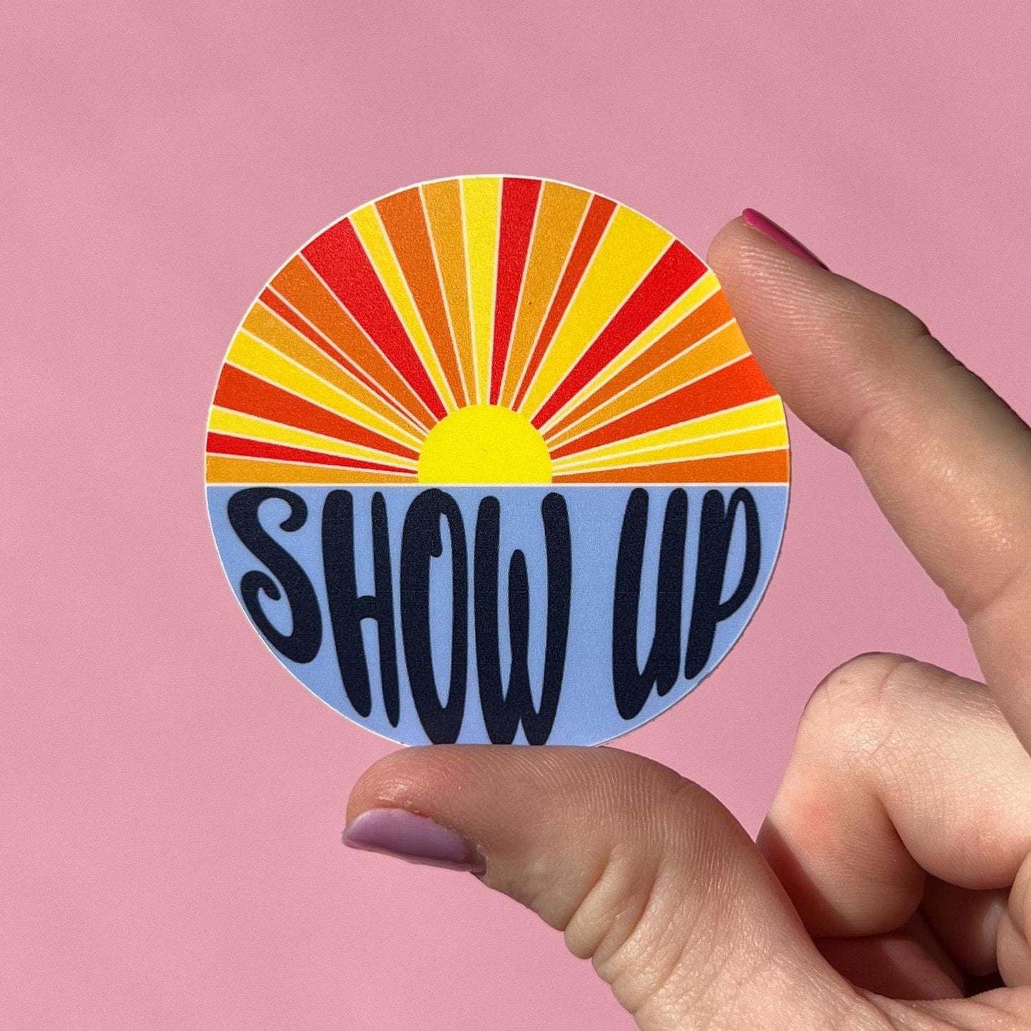 Show up sticker, motivational stickers, be kind, stay awkward, be brave, let go, mental health stickers, mental health gift, sunset sticker